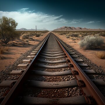railroad tracks in the desert