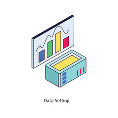 Data Setting Vector Isometric Filled Outline icon for your digital or print projects. stock illustration