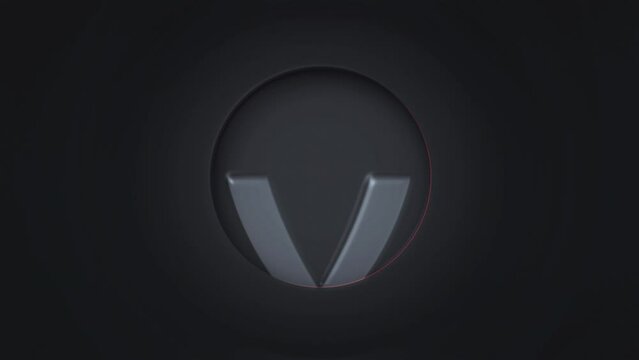 V. Letter v of the alphabet being dynamically revealed in circular transitions with zoom in the middle. Loop 4k