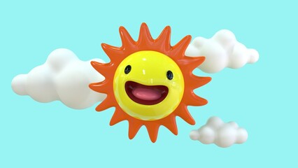 Fototapeta premium sun and cloud, funny smiling sun. By PRS Studio. 
