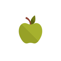 Green apple flat style vector icon. Apple fruit illustration.