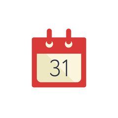 Calendar flat style vector illustration. Calendar icon, red on white background.