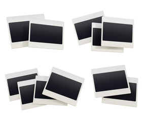 set photo frames camera polaroid 3d rendering png