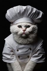 Cute cat in chef costume Generative AI