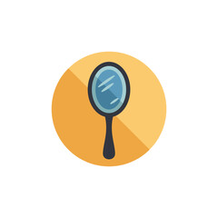 Hand mirror flat style round vector icon