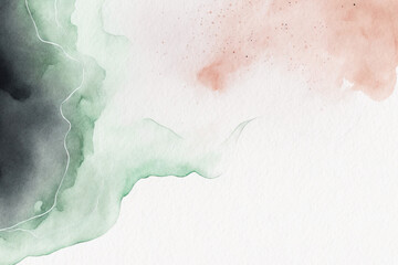 Abstract watercolor background. Green and beige watercolor texture. Artistic digital wallpaper.