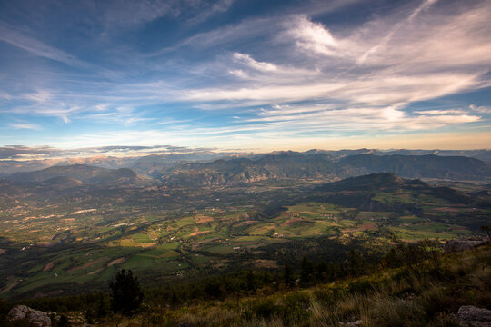 Landscape on Haute Savoie Hills as seen from Ceuse crag, France.