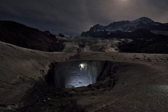 Exploration of ice caves and moulins on the Gorner Glacier in Switzerland. Photographs taken over two expeditions from November 2012 and August 2013