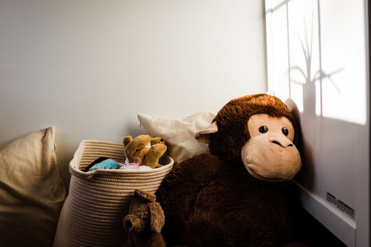 Child toys in white room