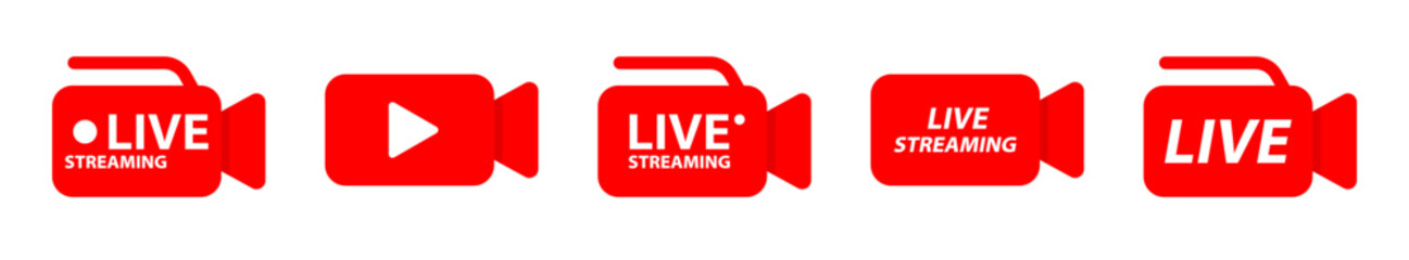 Live streaming icon set. Video broadcasting. Set of live streaming icons.