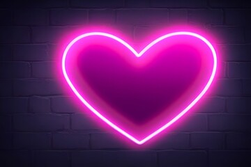 Pink Neon Heart With Brick Wall Background, made with generative ai