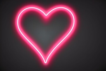 Lovely Pink Neon Heart With Dark Background Background, made with generative ai
