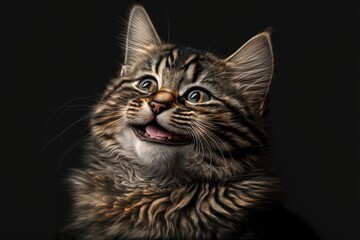 cute cat smiling, funny pet, happy pet, Generative AI