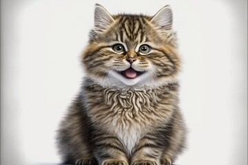 Naklejka na ściany i meble cute cat smiling, funny pet, happy pet isolated on white background, Generative AI