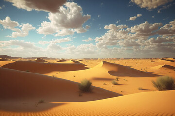 Fototapeta na wymiar sand dunes in the desert - generative AI