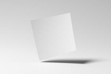 Square flyer paper mockup floating on white background
