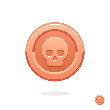 Bronze medal. Coin icon. Poison. Game coin. Coin with the skull. Graphic user interface design element. Game coin. Money symbol. Game elements. Bank payment symbol. Game purchases. Financial. purchase
