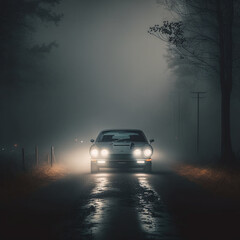 Fototapeta na wymiar Car with headlights on