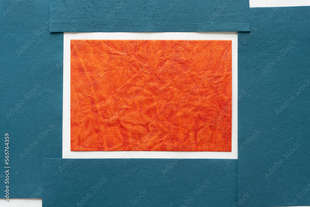 Canvas Prints orange card framed with blue paper