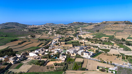 Fototapeta na wymiar Looking over the north of Gozo island, Malta taken from the Cittadella in Victoria