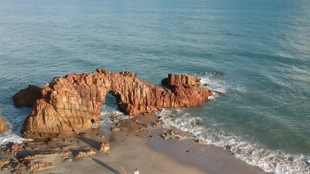 Aerial view of Pedra Furada in Jericoacoara, Ceara State, Brazil