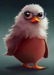 Fototapeta premium Cute, adorable cartoon, animation bird of a cinematic universe, lighting, photography, cuteadorable animals, trough wings of a better future, NFT compatible, AI generative