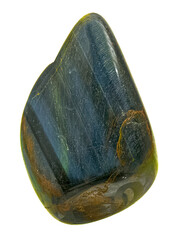 Falcon Eye Natural Stone with Polished Surface. Item Is Suitable for Collection. Isolated On Black Background