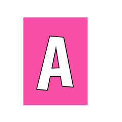 alphabet letter A with pink background square 