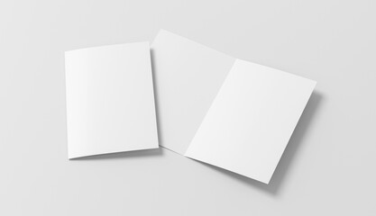 Half-folded flyer A4 booklet mock up on white background