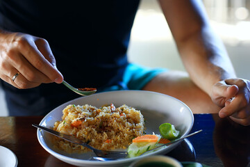 asian food in a cafe, restaurant leisure enjoyment