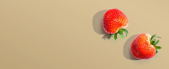 Fresh red strawberries overhead view