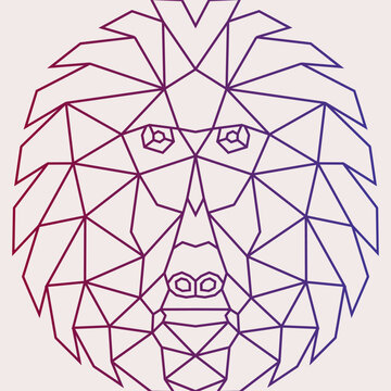 polygonal line style illustration of a baboon's head