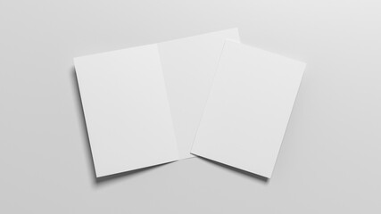 Half-folded flyer A4 booklet mock up on white background - obrazy, fototapety, plakaty