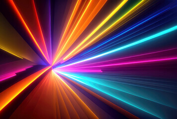 3d render abstract background with colorful spectrom , abstract background with rays , generative ai