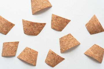 set of cork ribbon shapes on blank paper