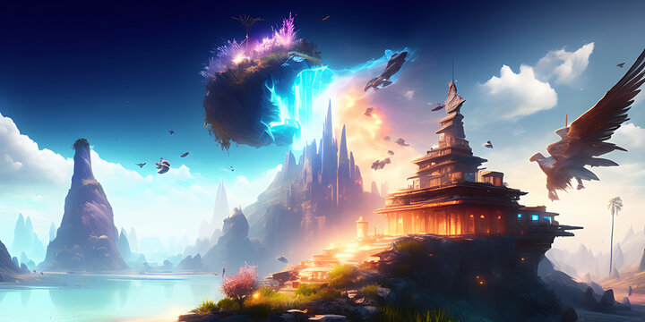 Open-world, Video Game concept art generative ai