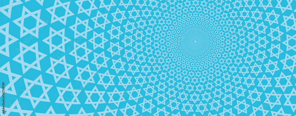 Wall mural star of david abstract blue and white vector background. stylish vector pattern with a six-pointed s