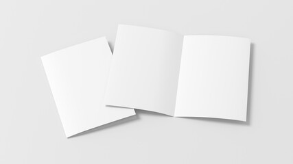 Half-folded flyer A4 booklet mock up on white background