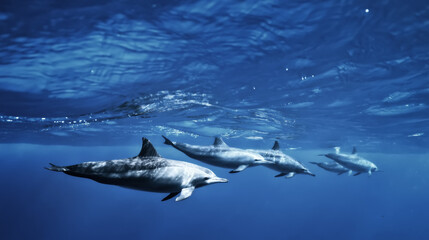 dolphins underwater photo, sea water wildlife © kichigin19