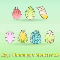 Eggs Himmapan monster cartoon SD style.