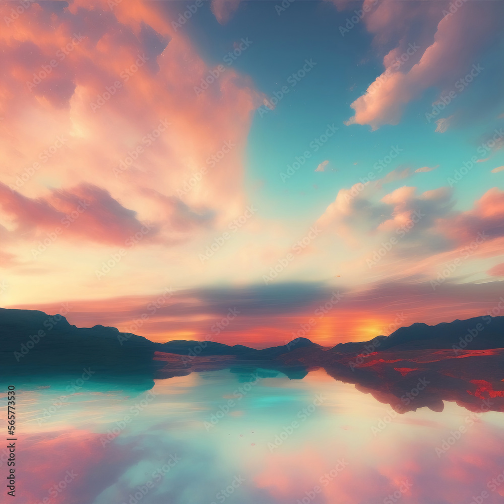 Wall mural generative ai: beautiful sky and clouds in soft pastel color. soft cloud in the sky background