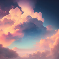 Generative AI: Beautiful sky and clouds in soft pastel color. Soft cloud in the sky background