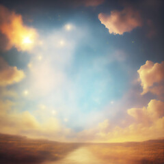 Naklejka premium Generative AI: Beautiful sky and clouds in soft pastel color. Soft cloud in the sky background