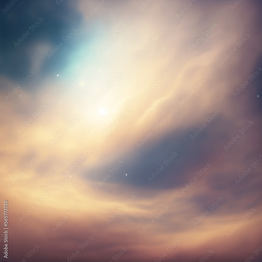 Wall mural generative ai: beautiful sky and clouds in soft pastel color. soft cloud in the sky background