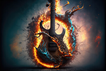 Burning Guitar Ripping Through the Gates of Hell