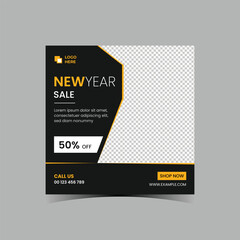 Fashion sale or New year sale social media post template design. Winter & summer mega sale marketing flyer. Online fashion business offers promotional graphic web banners.