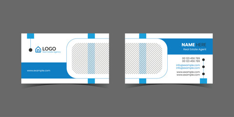 Business card design template for company real estate style. Double-sided creative business card template. creative modern name card and business card. Real estate visiting card stationery design 