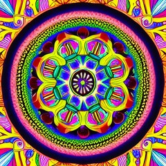 Colorful Mandala Flower Floral Pattern in Rainbow Colors