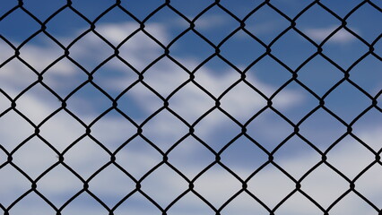 metal grate against cloud sky background
