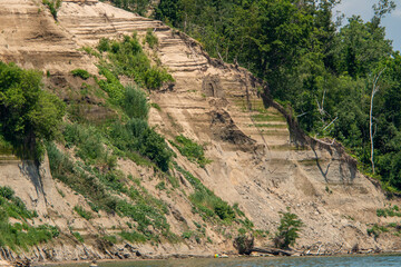 The Scarborough Bluffs or The Bluffs. Towering cliffs along the shoreline of Lake Ontario in the...